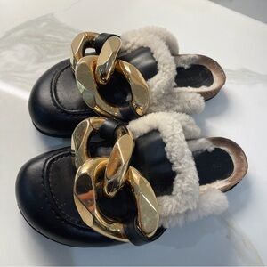 JW Anderson fur mules in black
